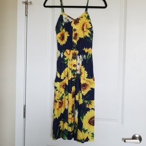 Boho Sunflower Sundress with pockets